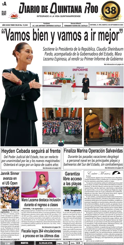 Portada de Diario de Quintana Roo (portada)