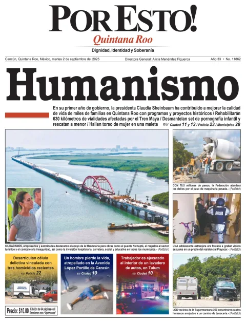 Portada de Por Esto (quintana Roo Cancun) del martes, 2 de septiembre de 2025