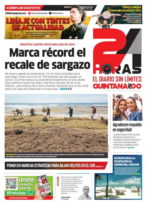 Portada de 24 Horas Quintana Roo