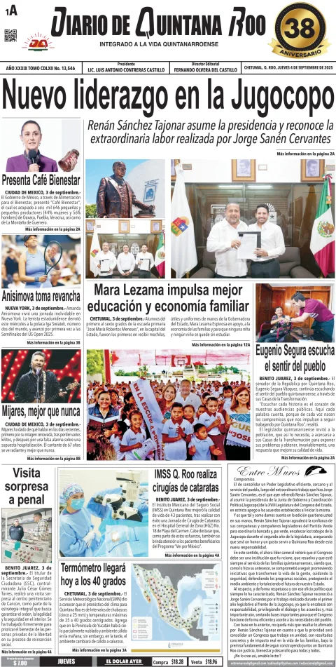 Portada de Diario de Quintana Roo (portada)