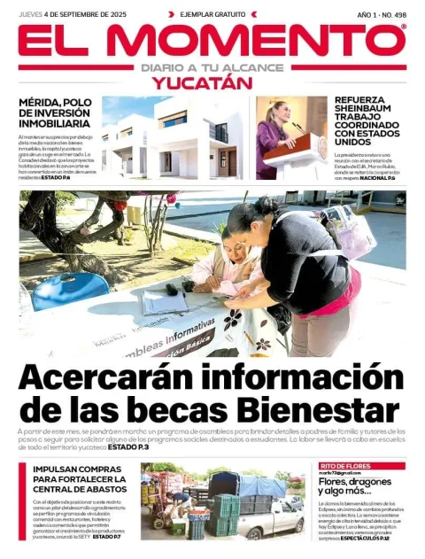 Portada de El Momento Yucatan del jueves, 4 de septiembre de 2025