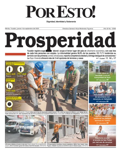 Portada de Por Esto (merida, Yucatan) del jueves, 4 de septiembre de 2025