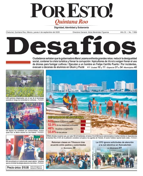 Portada de Por Esto (quintana Roo Chetumal) del jueves, 4 de septiembre de 2025