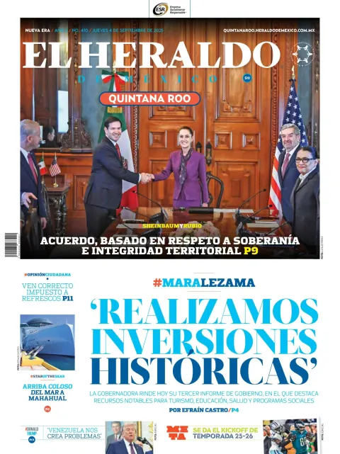 Portada de El Heraldo de Mexico - Quintana Roo