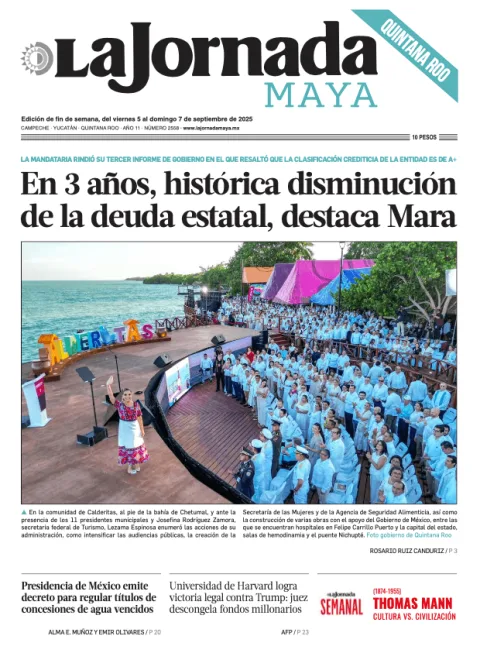 Portada de La Jornada Maya Quintana Roo del viernes, 5 de septiembre de 2025