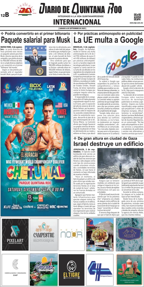 Portada de Diario de Quintana Roo (contra Portada)