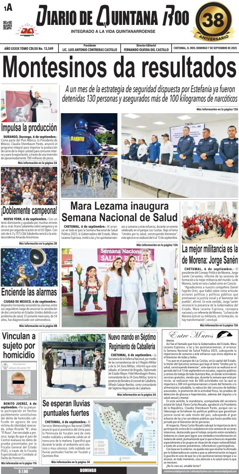 Portada de Diario de Quintana Roo (portada)