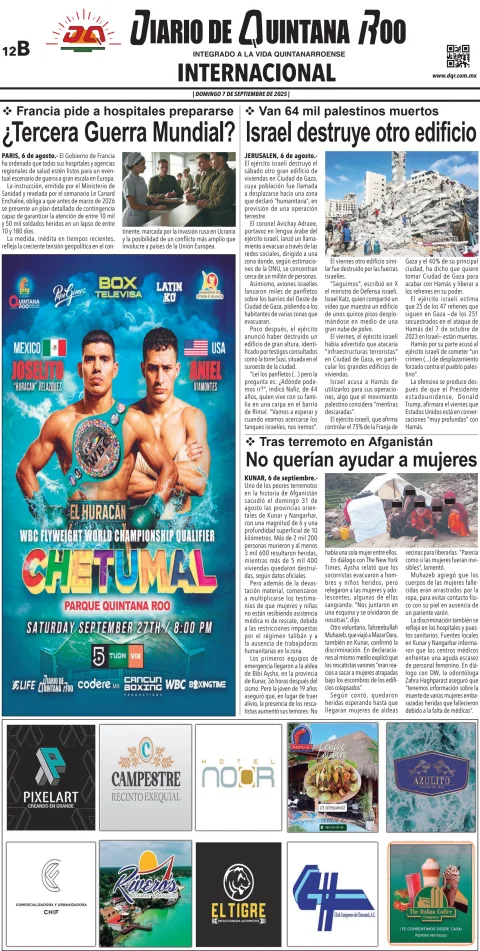 Portada de Diario de Quintana Roo (contra Portada)