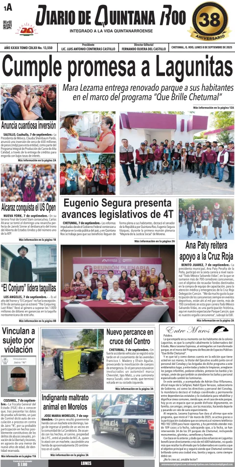 Portada de Diario de Quintana Roo (portada)