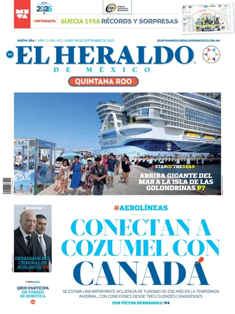 Portada de El Heraldo de Mexico - Quintana Roo del lunes, 8 de septiembre de 2025