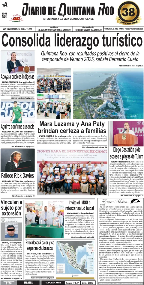 Portada de Diario de Quintana Roo (portada)