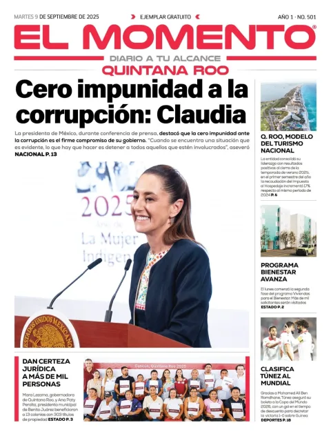 Portada de El Momento Quintana Roo