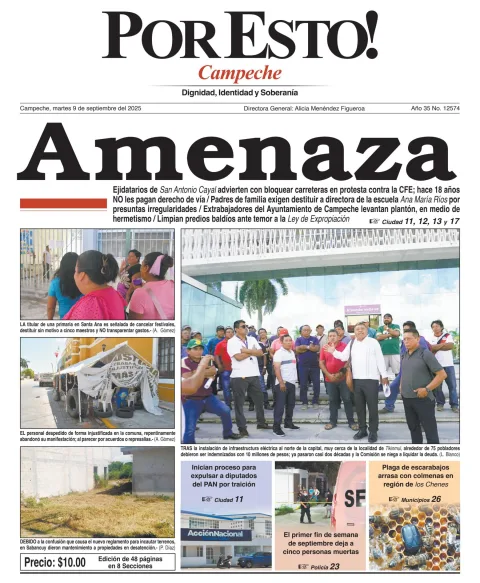 Portada de Por Esto (campeche) del martes, 9 de septiembre de 2025