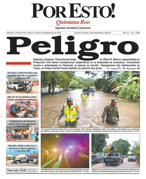 Portada de Por Esto (quintana Roo Chetumal) del martes, 9 de septiembre de 2025