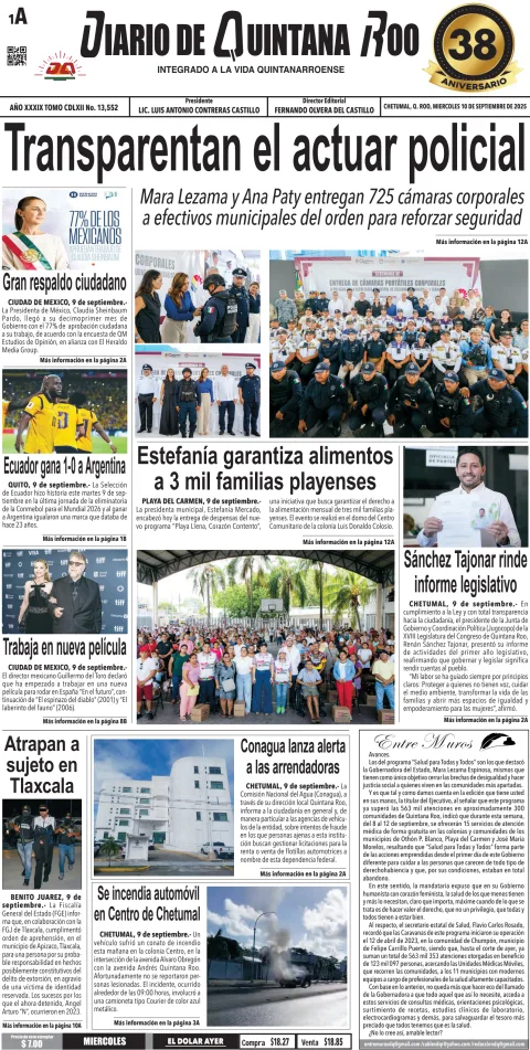 Portada de Diario de Quintana Roo (portada)