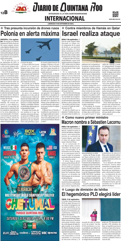 Portada de Diario de Quintana Roo (contra Portada)