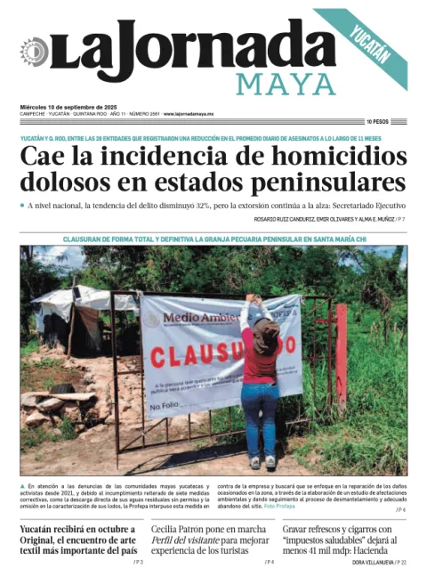 Portada de La Jornada Maya Yucatán del miércoles, 10 de septiembre de 2025