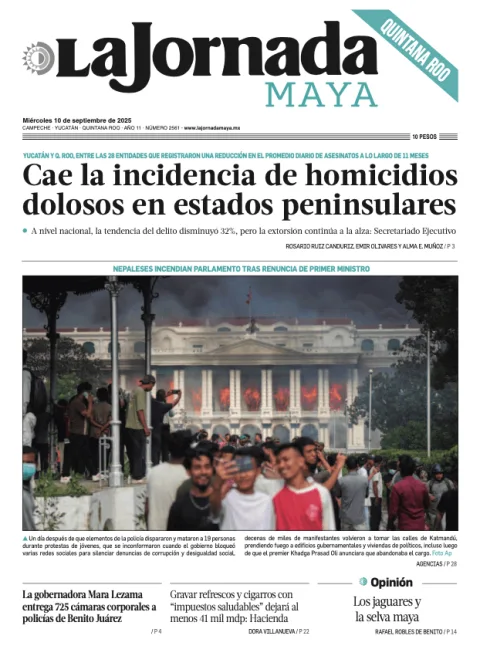 Portada de La Jornada Maya Quintana Roo del miércoles, 10 de septiembre de 2025
