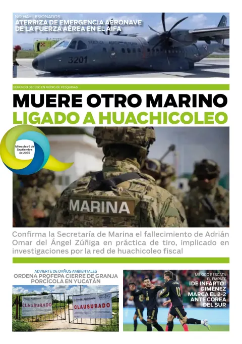 Portada de El Quintana Roo (contraportada) del martes, 9 de septiembre de 2025