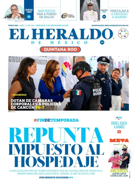 Portada de El Heraldo de Mexico - Quintana Roo del miércoles, 10 de septiembre de 2025
