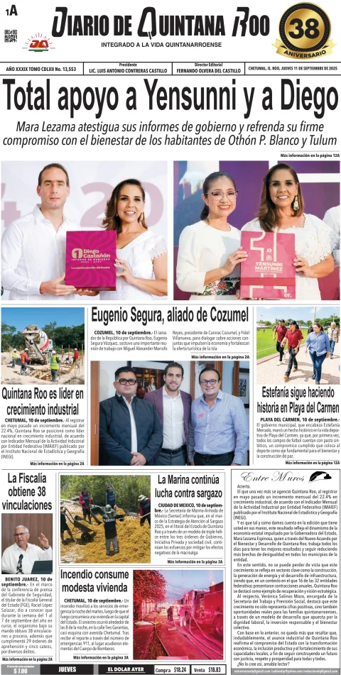 Portada de Diario de Quintana Roo (portada)