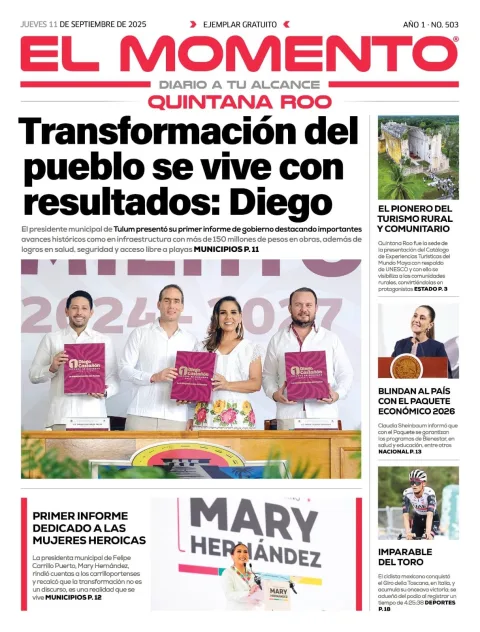 Portada de El Momento Quintana Roo