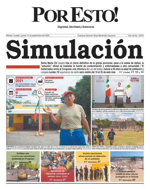 Portada de Por Esto (merida, Yucatan) del jueves, 11 de septiembre de 2025