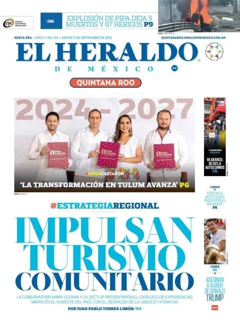 Portada de El Heraldo de Mexico - Quintana Roo del jueves, 11 de septiembre de 2025