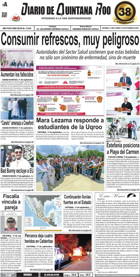 Portada de Diario de Quintana Roo (portada)