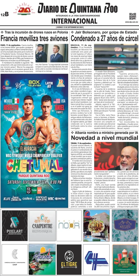 Portada de Diario de Quintana Roo (contra Portada)