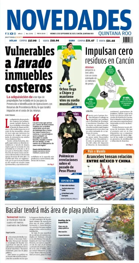 Portada de Novedades Quintana Roo