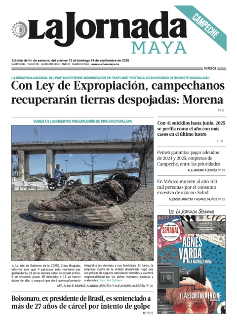 Portada de La Jornada Maya Campeche del viernes, 12 de septiembre de 2025