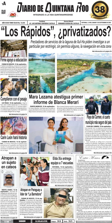 Portada de Diario de Quintana Roo (portada)