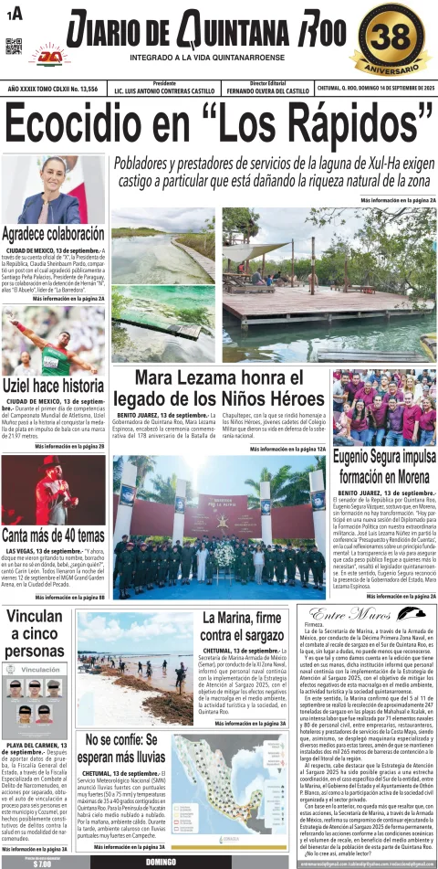 Portada de Diario de Quintana Roo (portada)