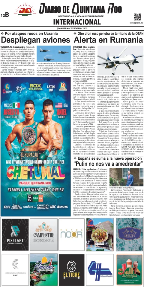 Portada de Diario de Quintana Roo (contra Portada)