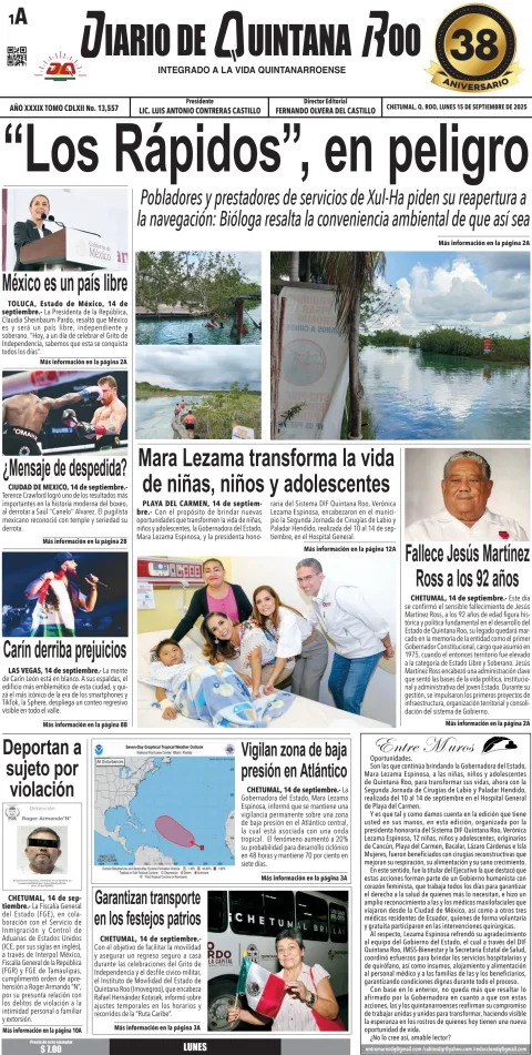 Portada de Diario de Quintana Roo (portada)