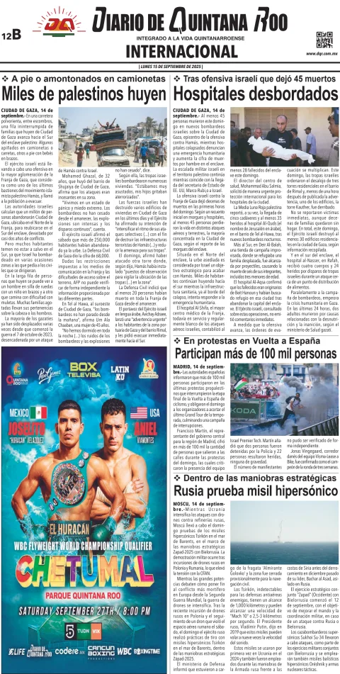 Portada de Diario de Quintana Roo (contra Portada)