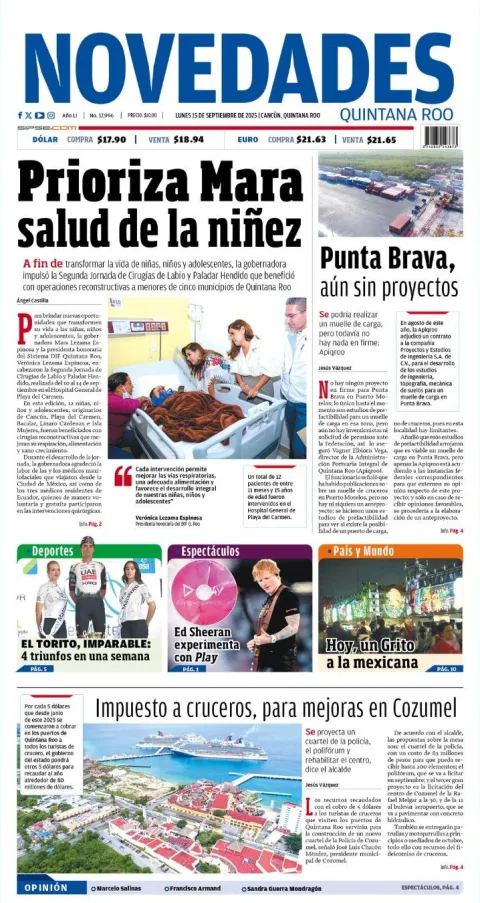 Portada de Novedades Quintana Roo