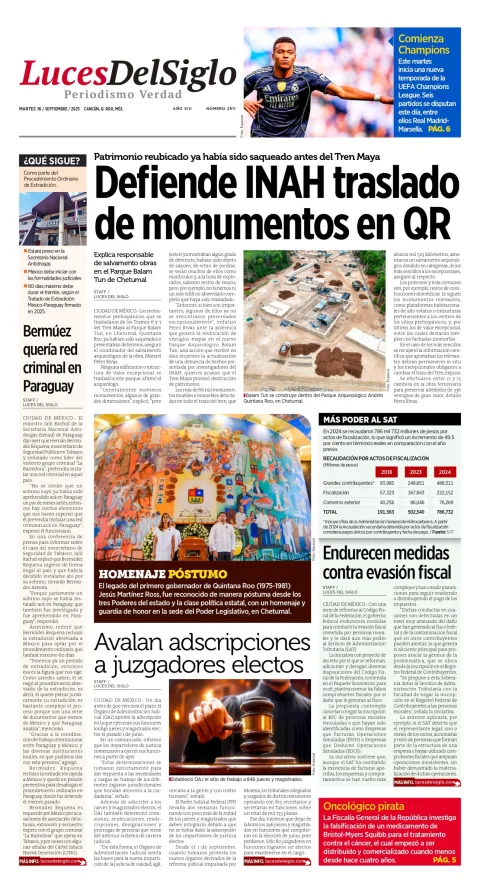 Portada de Luces del Siglo del martes, 16 de septiembre de 2025