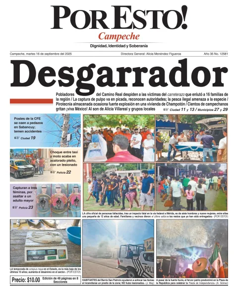 Portada de Por Esto (campeche) del martes, 16 de septiembre de 2025