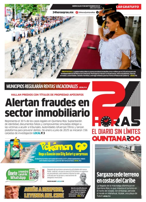 Portada de 24 Horas Quintana Roo