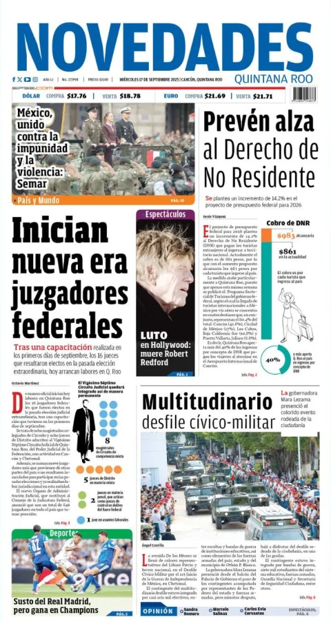 Portada de Novedades Quintana Roo