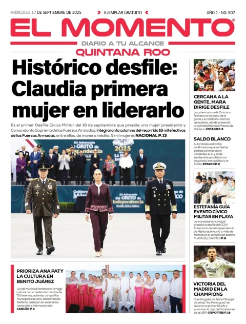 Portada de El Momento Quintana Roo