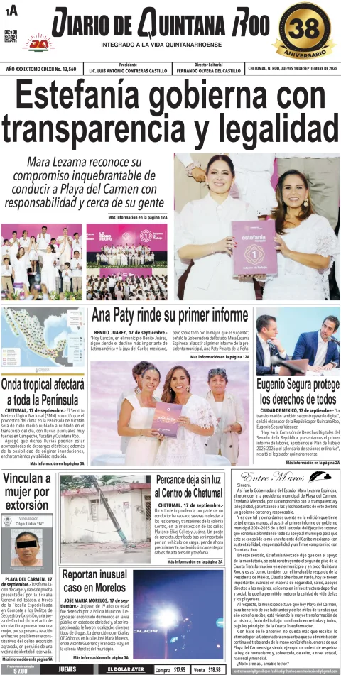 Portada de Diario de Quintana Roo (portada)