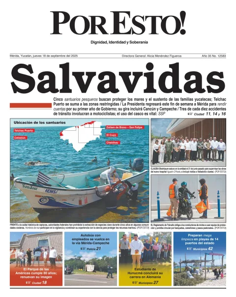 Portada de Por Esto (merida, Yucatan) del jueves, 18 de septiembre de 2025