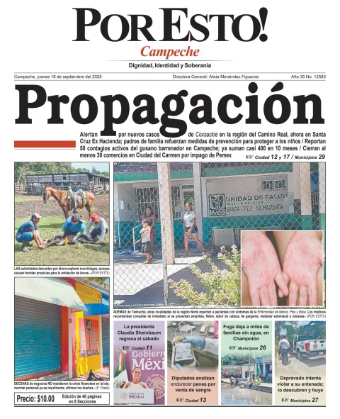 Portada de Por Esto (campeche) del jueves, 18 de septiembre de 2025