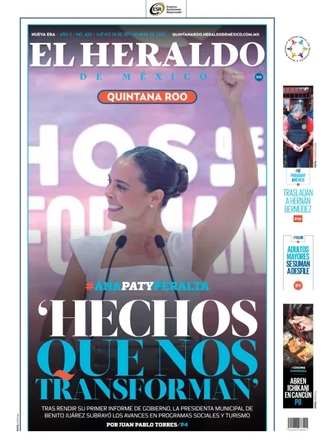 Portada de El Heraldo de Mexico - Quintana Roo del jueves, 18 de septiembre de 2025