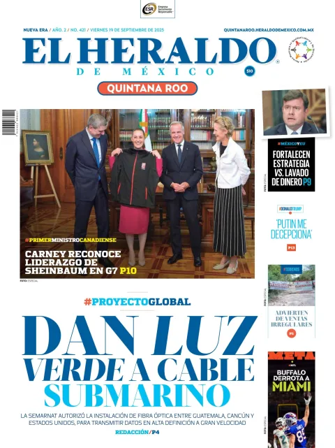 Portada de El Heraldo de Mexico - Quintana Roo del viernes, 19 de septiembre de 2025