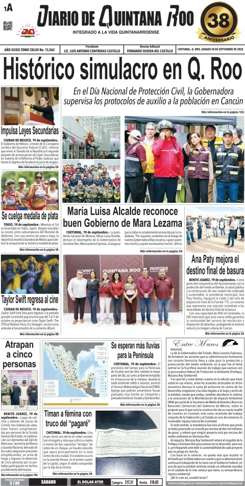 Portada de Diario de Quintana Roo (portada)