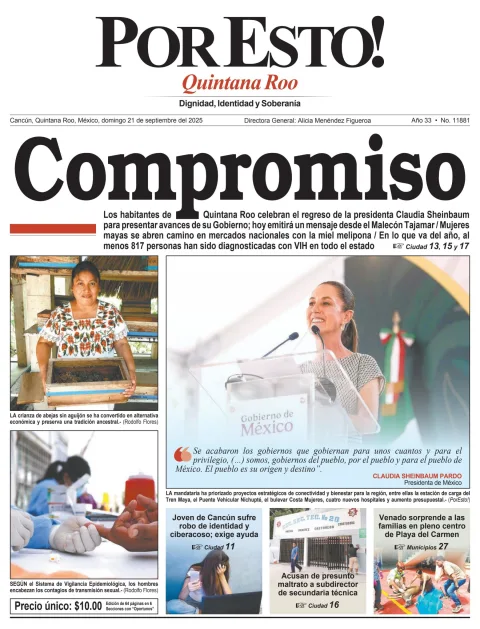 Portada de Por Esto (quintana Roo Cancun) del domingo, 21 de septiembre de 2025